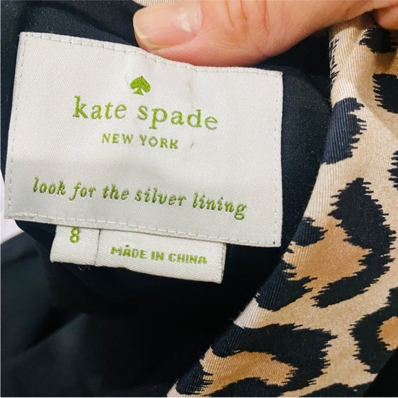 Kate Spade Black Fit & Flare Dress w/ Leopard Collar EUC - Picture 6 of 10